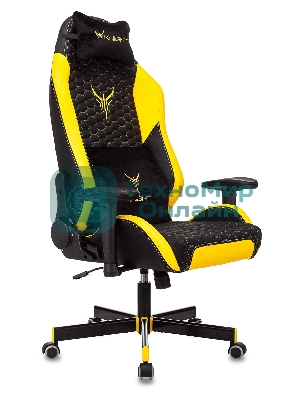 Кресло Knight Neon черный/желтый, экокожа, 120 кг, механизм качания