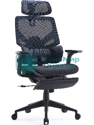 Кресло Cactus CS-CHR-MC01-BLBK синий, сетка, подголовник, подставка для ног