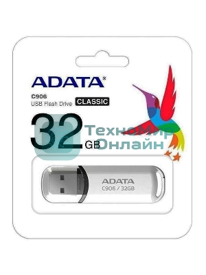 Флешка USB ADATA C906 (AC906-32G-RWH), 32Gb, USB 2.0, R/W 15/5, белый