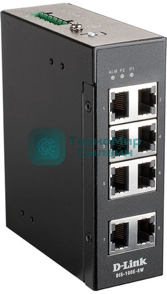 Коммутатор D-Link DIS-100E-8W/A1A, L2 Unmanaged Industrial Switch with 8 10/100Base-TX ports.1K Mac address, 802.3x Flow Control, Stand-alone, Auto MDI/MDI-X for each port, D-link Green technology, Metal case,