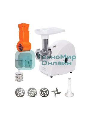 Мясорубка электрическая Аксион М32.03 белый, 1500 Вт, 1.7 кг/мин, защита от перегрузки, насадки - 5