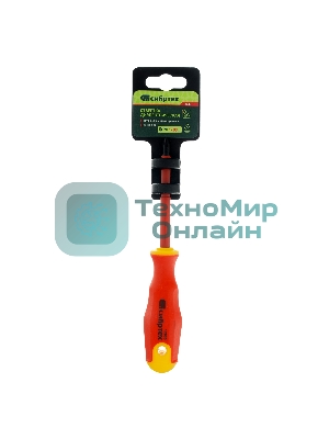 Отвертка диэлектрическая Сибртех PH1 х 80 мм, до 1000 В, двухкомпонентная рукоятка
