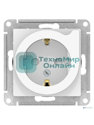 Механизм розетки 1-м СП AtlasDesign с заземл. защ. шторки с выталк. 16А бел. SchE ATN000147