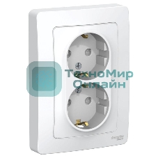 Розетка 2-м СП Blanca 16А 250В защ. шторки с заземл. бел. SchE BLNRS001121