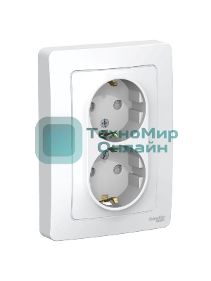 Розетка 2-м СП Blanca 16А 250В защ. шторки с заземл. бел. SchE BLNRS001121