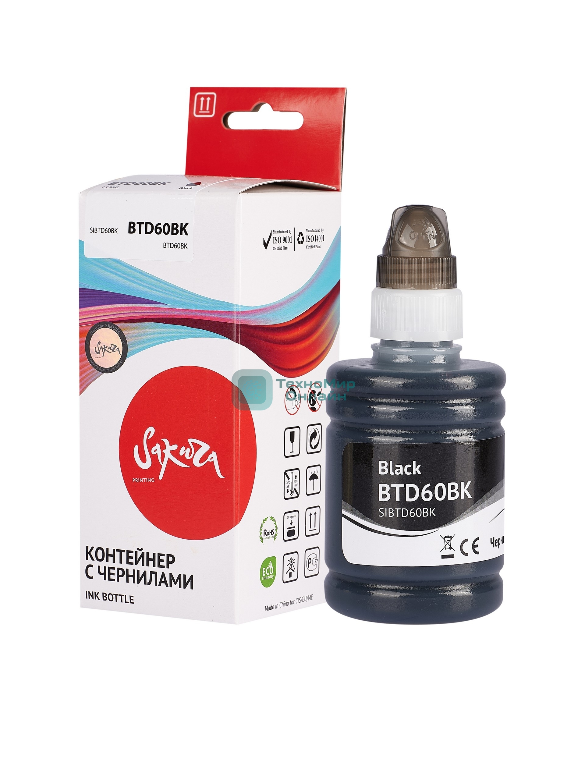 Чернила Sakura BTD60BK для Brother, черный, 100 мл.