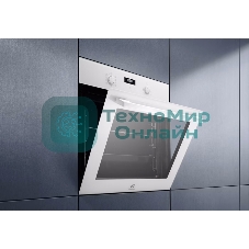 Встраиваемый духовой шкаф Electrolux EOF5F50BV, Электрический духовой шкаф с конвекцией, приготовление на пару, объем 65 л, 8 режимов, очистка каталитическая, 2 стекла в дверце, направляющие проволочные + телескопические (1 уровень)белый