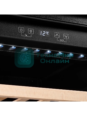 Винный шкаф Kuppersberg RBW 46, встраиваемый, High-Tech, объем 62 л, вместимость 28 бутылок, диапазон температуры 5-20 градусов, сенсорное открытие двери, 2 полки из бука, LCD дисплей, уровень шума 40 дБ, черный