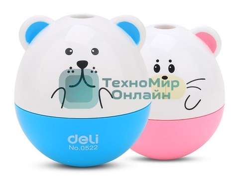 Точилка для карандашей ручная Deli Неваляшка 1 отверстие пластик ассорти