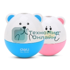 Точилка для карандашей ручная Deli Неваляшка 1 отверстие пластик ассорти