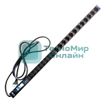 Вертикальный блок розеток, 4xC19 + 20xC13, 250V, 32A, A/V-метр, шнур 3 метра, вилка IEC309