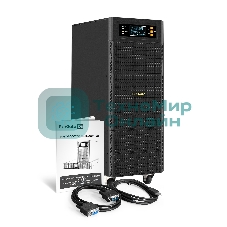Источник бесперебойного питания On-line ExeGate PowerExpert TL-575-10kVA.240V.LCD.AVR.T.USB.RS232.SNMP 10000VA/10000W, On-Line, PF=1, LCD, клеммы, RS232, USB, SNMP-slot, встроенные батареи 12V 7.2Ah -20шт, возможность подключения до 4 внешних батарейных блоков 240В, Tower, металлический корпус на колесиках, черный