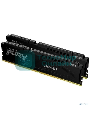 Оперативная память Kingston Fury Beast, DDR5, 64GB (2x32GB), 5600 MHz, CL40, с радиатором, чёрный
