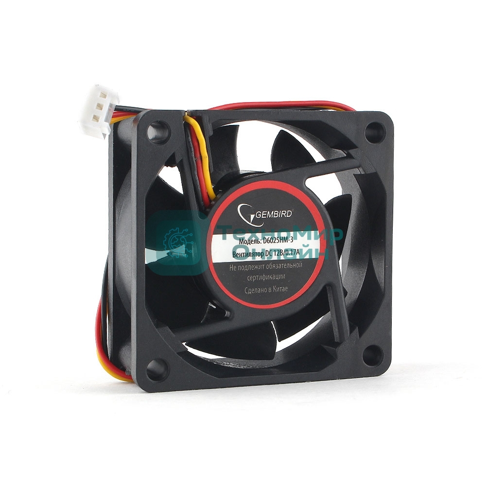Вентилятор для корпуса Gembird черный, 60 мм, 4000 об/мин, 25 дБ, 3 pin