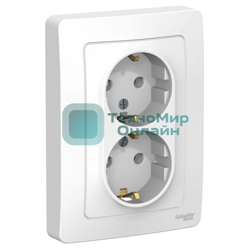 Розетка 2-м СП Blanca 16А 250В без шторок с заземл. бел. SchE BLNRS001021