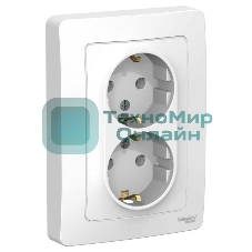 Розетка 2-м СП Blanca 16А 250В без шторок с заземл. бел. SchE BLNRS001021