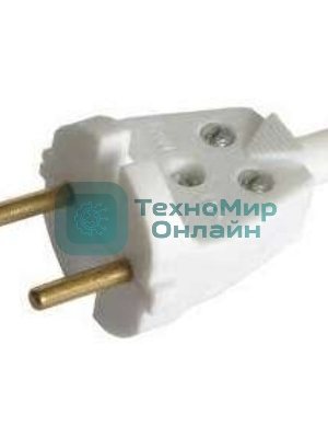 Вилка электрич. без заземл. бел. 6А 250В IP20 бел. с кембр. БЕЛТИЗ В6-001