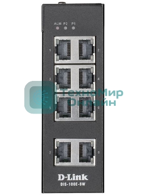 Коммутатор D-Link DIS-100E-8W/A1A, L2 Unmanaged Industrial Switch with 8 10/100Base-TX ports.1K Mac address, 802.3x Flow Control, Stand-alone, Auto MDI/MDI-X for each port, D-link Green technology, Metal case,