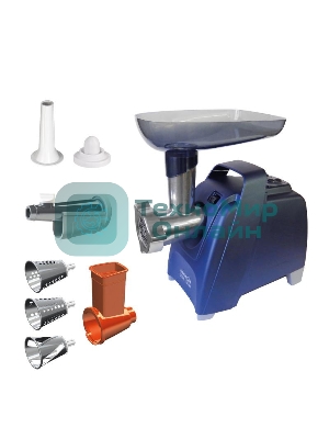 Мясорубка электрическая Аксион М61.02 темно-синий, 2000 Вт, 4.0 кг/мин, реверс, защита от перегрузки, насадки - 4