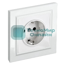 Розетка BRITE РСР14-1-0-БрБ 16А в сборе с заземл. защ. шторки белый IEK BR-R14-16-K01-F