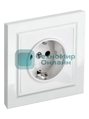 Розетка BRITE РСР14-1-0-БрБ 16А в сборе с заземл. защ. шторки белый IEK BR-R14-16-K01-F