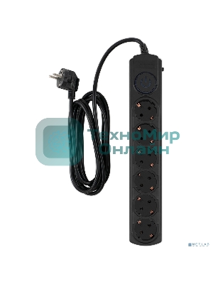 Сетевой фильтр Ippon BK-6-EU-3-10-B 3 м, 6 розеток, черный, коробка