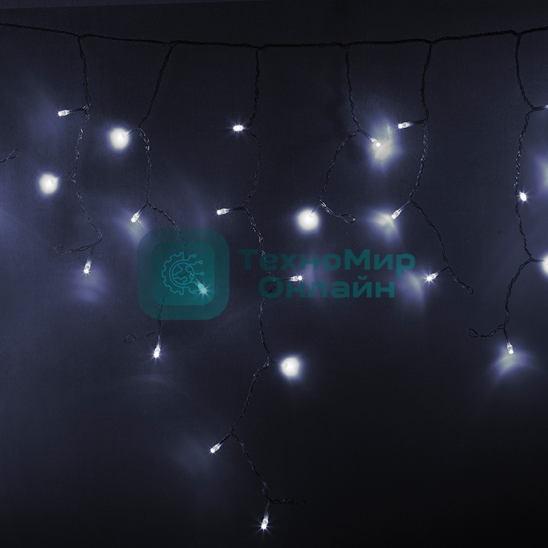 Гирлянда Neon-night Айсикл (бахрома) светодиодный, 2,4 х 0,6 м, прозрачный провод, 230 В, диоды белые, 88 LED