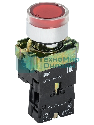 Кнопка LAY5-BW3461 с подсв. красн. 1з IEK BBT50-BW-K04