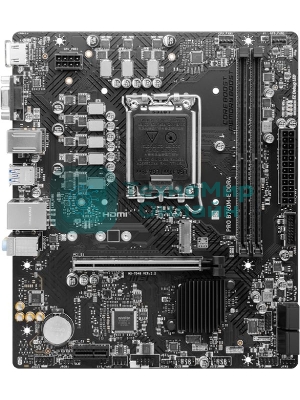 Материнская плата MSI PRO B760M-E DDR4, LGA 1700, Intel B760, 2xDDR4, 4xSATA, 1xM.2, 1xPCIe 4.0 x16, 1xPCIe 4.0 x1, 1xHDMI, 1xVGA, 1x1Gb LAN, 2xUSB-A 3.2 Gen 1, 4xUSB-A 2.0, 3x3.5 мм, 7.1, mATX