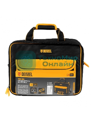 Сумка для инструмента Denzel 400х170х300 мм, 3 отделения, 28 карманов, наплечный ремень