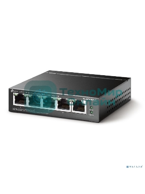 Коммутатор 5-Port 10/100Mbps Unmanaged Switch with 4-Port PoE, meta case, desktop mount, PoE budget 41W.