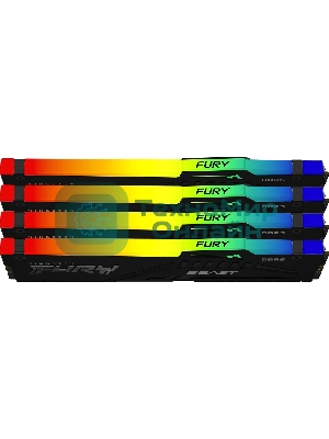 Оперативная память Kingston Fury Beast, DDR5, 128Gb (4x32Gb), 5600MHz, CL40, DIMM, радиатор, RGB, черный