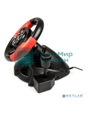 Игровой руль Dialog GW-125VR E-Racer - эф.вибрации, 2 педали, рычаг ПП, PC USB