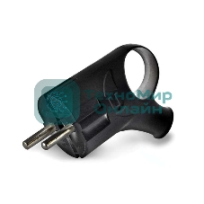 Вилка электрич. с заземл. угл. с ушком черный 16А 250В (еврослот) UNIVersal А0112
