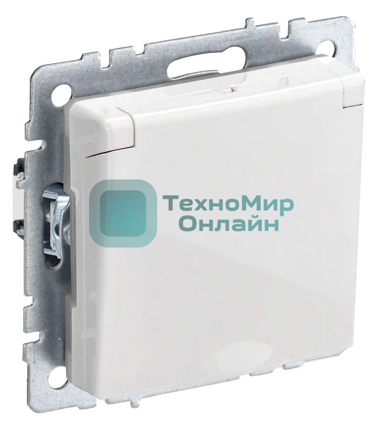 Розетка с з/к/ш с кр. 16А IP44 РСбш10-3-44-БрБ белый IEK BRITE
