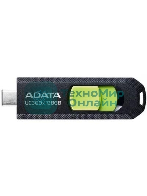 Флешка USB ADATA UC300 (ACHO-UC300-128G-RBK/GN), 128Gb, Type-C USB 3.2, R/W 100/30, черный/зеленый