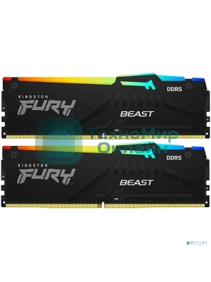 Оперативная память Kingston Fury Beast, DDR5, 64Gb (2x32Gb), 6000MHz, CL30, DIMM, с радиатором, RGb, черный