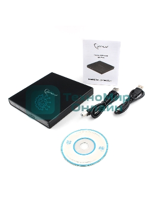 Оптический привод внешний с интерфейсом USB Gembird DVD-USB-02 пластик, черный
