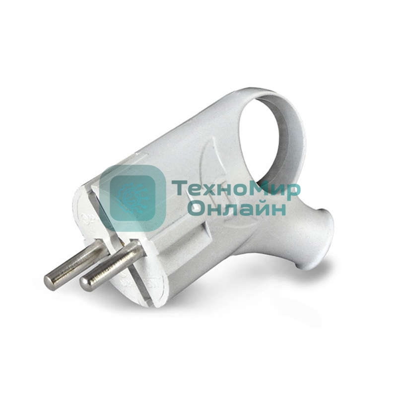 Вилка электрич. с заземл. угл. с ушком бел. 16А 250В (еврослот) UNIVersal А112