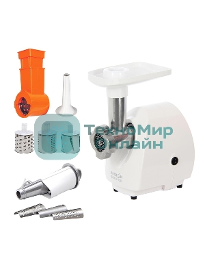 Мясорубка электрическая Аксион М25.02 белый, 1500 Вт, 1.7 кг/мин, защита от перегрузки, насадки - 7