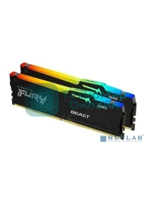 Оперативная память Kingston Fury Beast, DDR5, 32GB (2x16GB), 5200MHz, CL40, DIMM, с радиаторами, RGB, черный