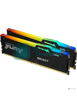 Оперативная память Kingston Fury Beast, DDR5, 64Gb (2x32Gb), 6000MHz, CL30, DIMM, с радиатором, RGb, черный
