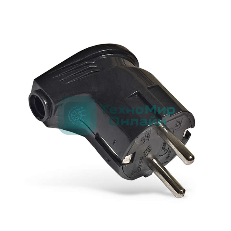 Вилка электрич. с заземл. угл. черный 16А 250В (еврослот) UNIVersal А0105