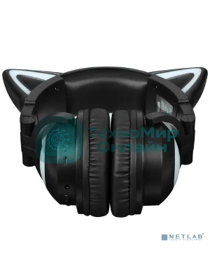 Беспроводные/проводные наушники Party Cat mini BT 0052 черно-желтый, накладные, Bluetooth + проводной, кошачьи ушки, до 10 ч