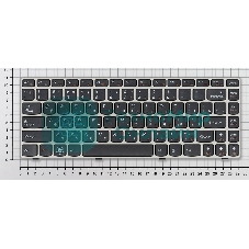 Клавиатура для ноутбука Lenovo IdeaPad Z360 черная с серебристой рамкой