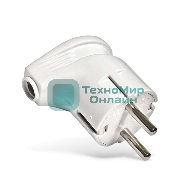 Вилка электрич. с заземл. угл. бел. 16А 250В (еврослот) UNIVersal А105