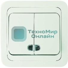 Выключатель двухклавишный Makel СП Mimoza 10А IP20 с подсветкой белый/белый