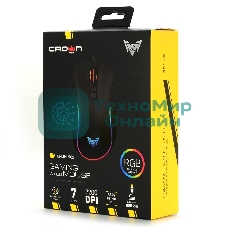 Мышь проводная Crown CMGM-902 черный, 7200 dpi, USB, кнопки - 7