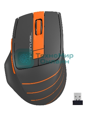 Мышь беспроводная A4Tech Fstyler FG30S серый/оранжевый, 2000 dpi, радиоканал, USB, кнопки - 6