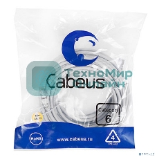 Шнур комм. Cabeus, cat.6, экр., F/UTP, RJ45/RJ45, LSZH, AWG24 15м, серый